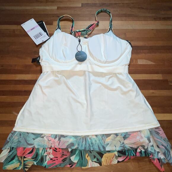 Coco Reef tropical print Bra Sized Tankini Swim Top 32DD - Picture 4 of 8